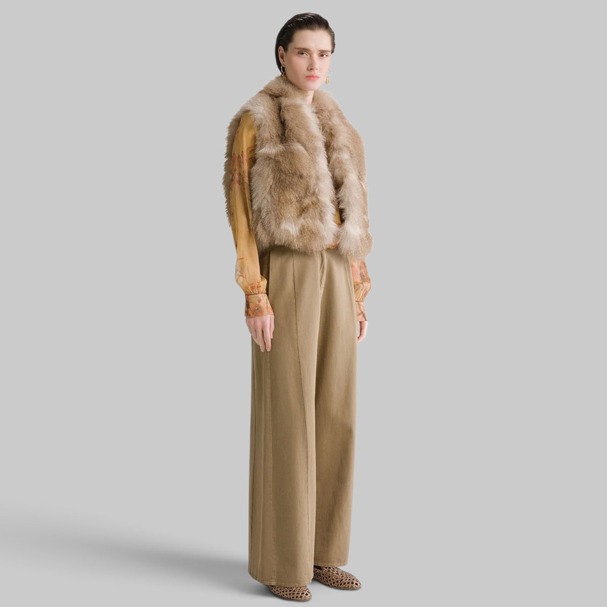 Forte Forte Fluid Cotton Twill Wide Leg Pants in Cumino, front view