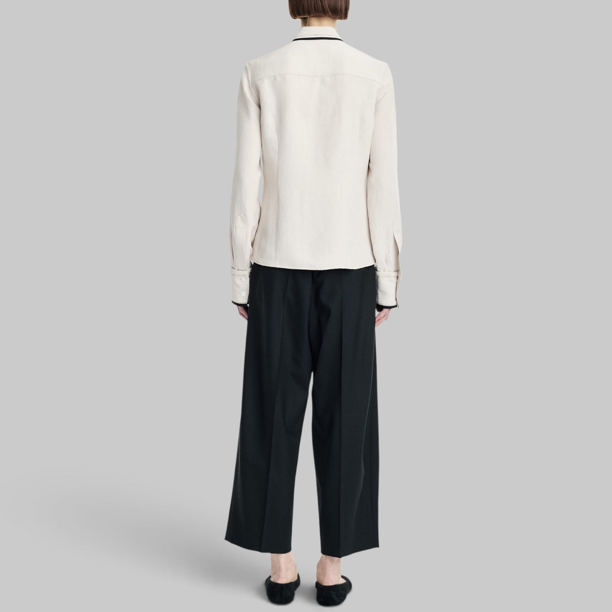 Covered Placket Slim Shirt in Champagne by Maria McManus, back view