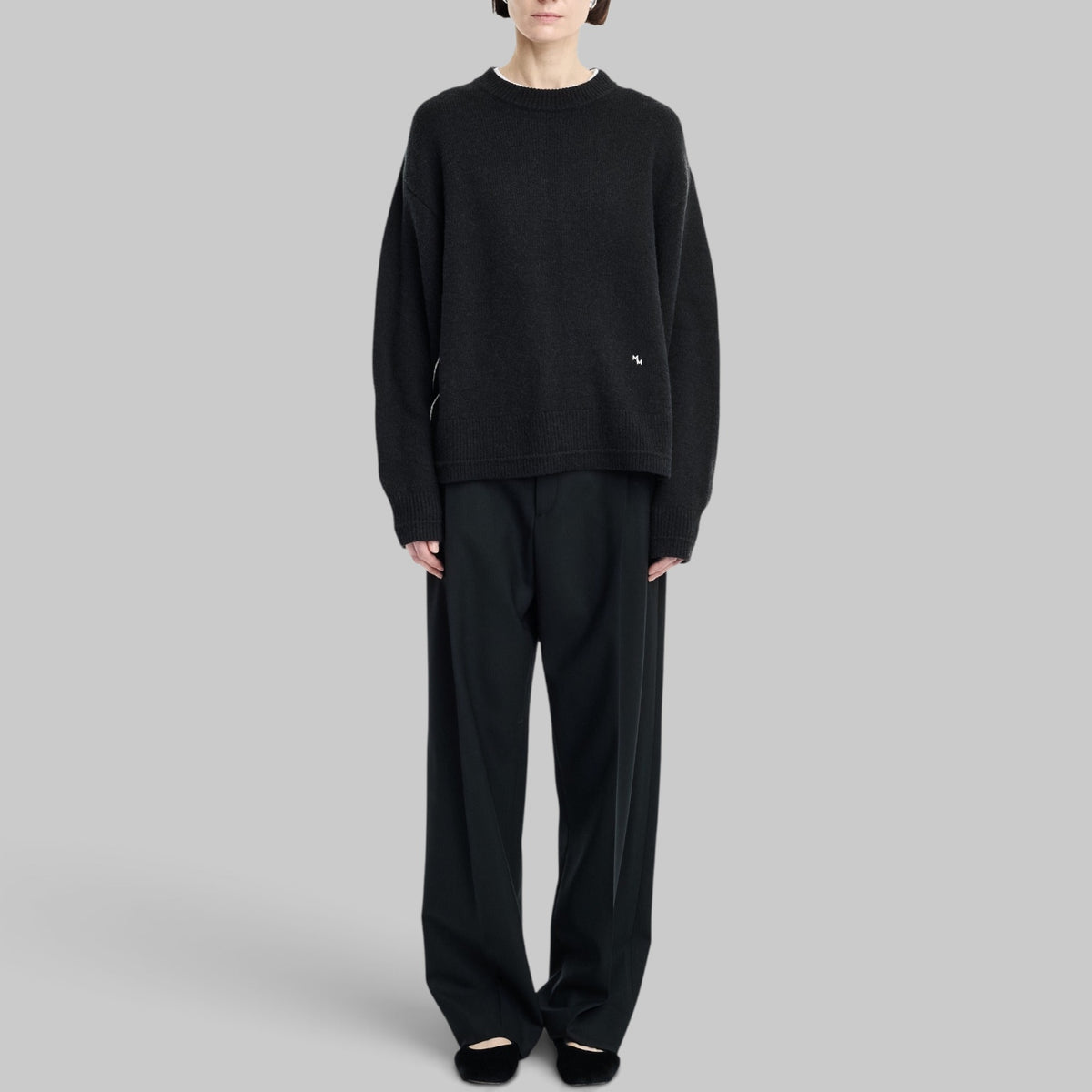 Single Pleat Front Trouser in Black by Maria McManus, back view