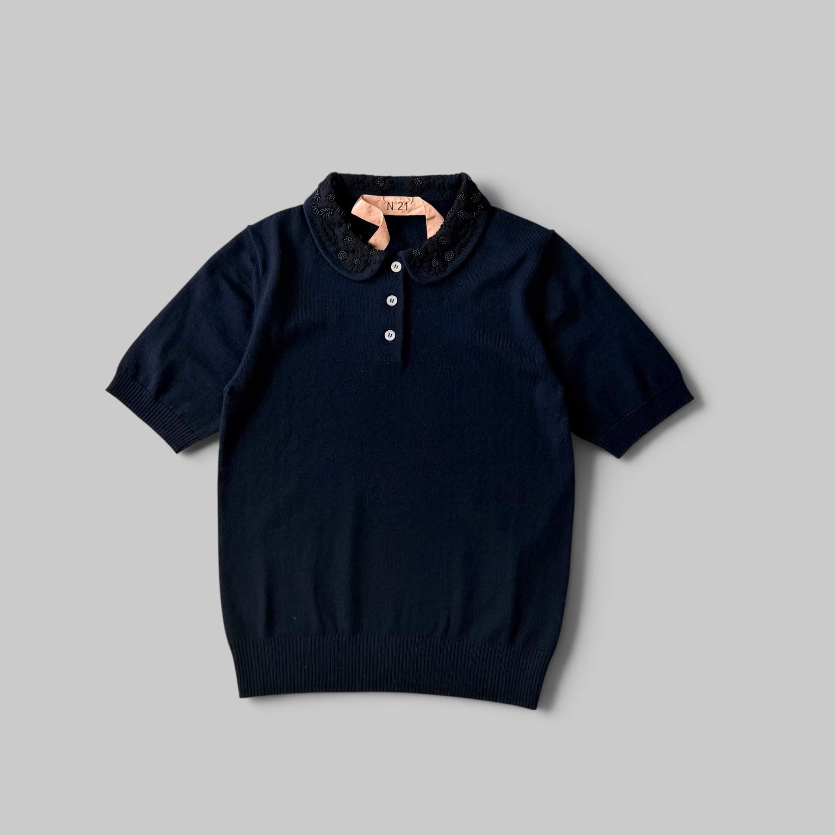 Embellished Collar Knit by No.21 in Navy