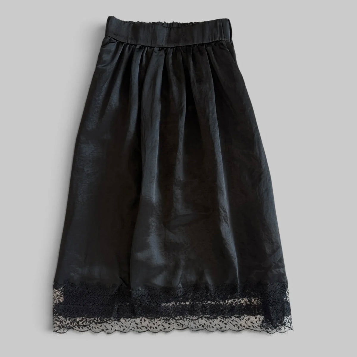 Gathered Skirt in Black by Maria McManus, front view