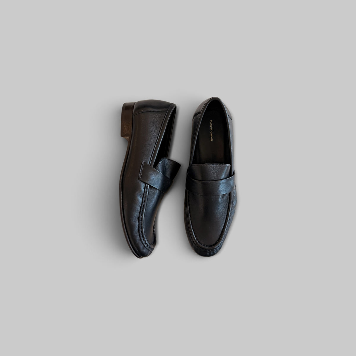 Mansur Gavriel Ruched Loafer in Black — side view
