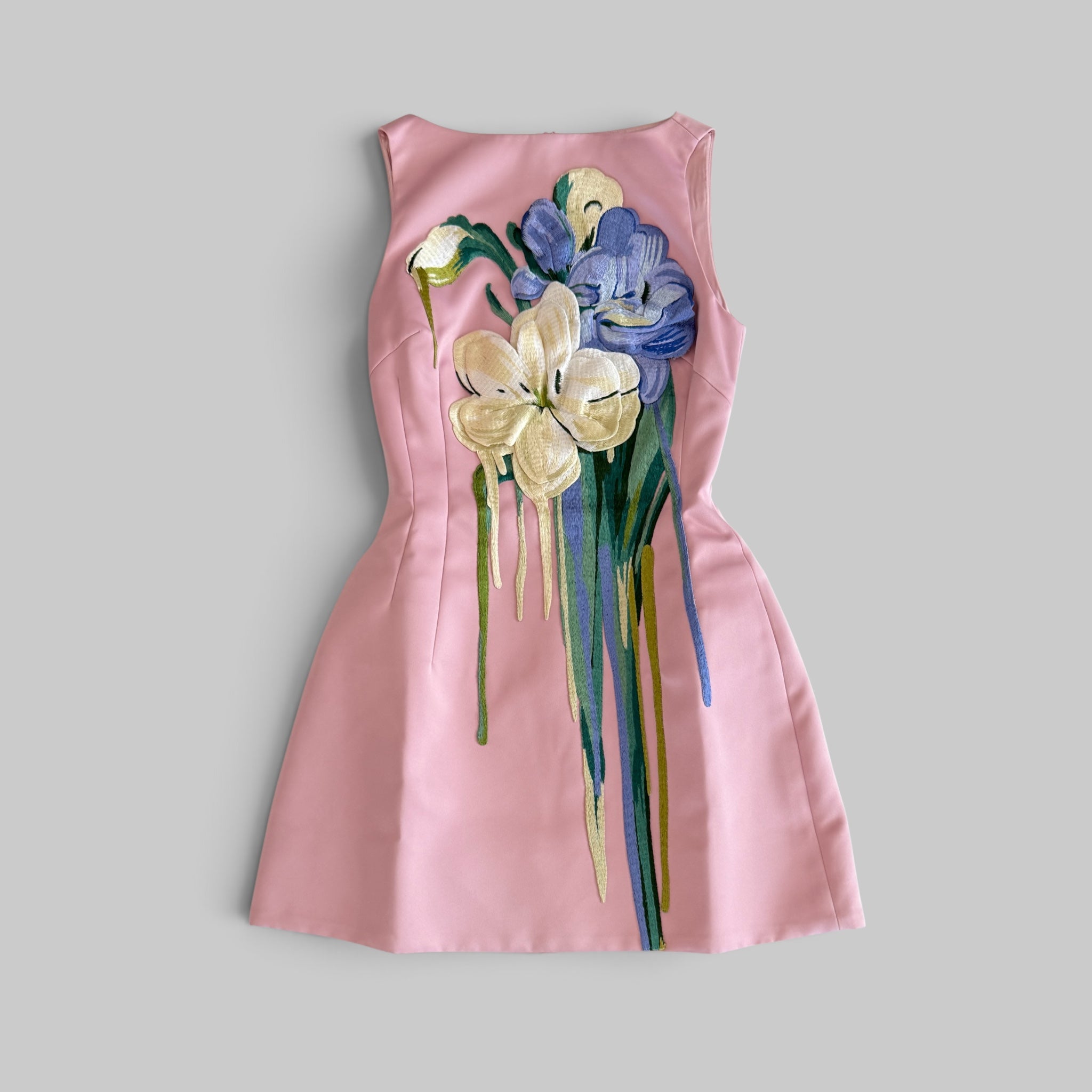 Ali Embroidered Boat Neck Mini Dress by Leo Lin