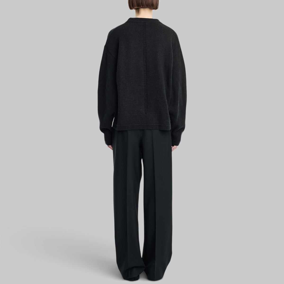 Single Pleat Front Trouser in Black by Maria McManus, alternate view