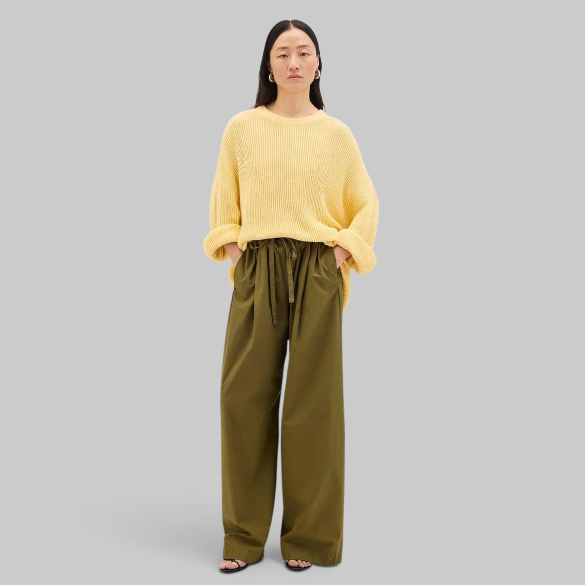 Draped Crew Knit by Another Tomorrow in Sun