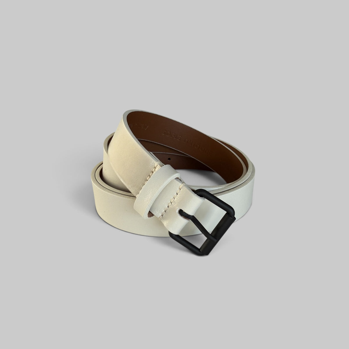 Varnia Belt by Sofie D'Hoore, 25mm leather belt in Off White