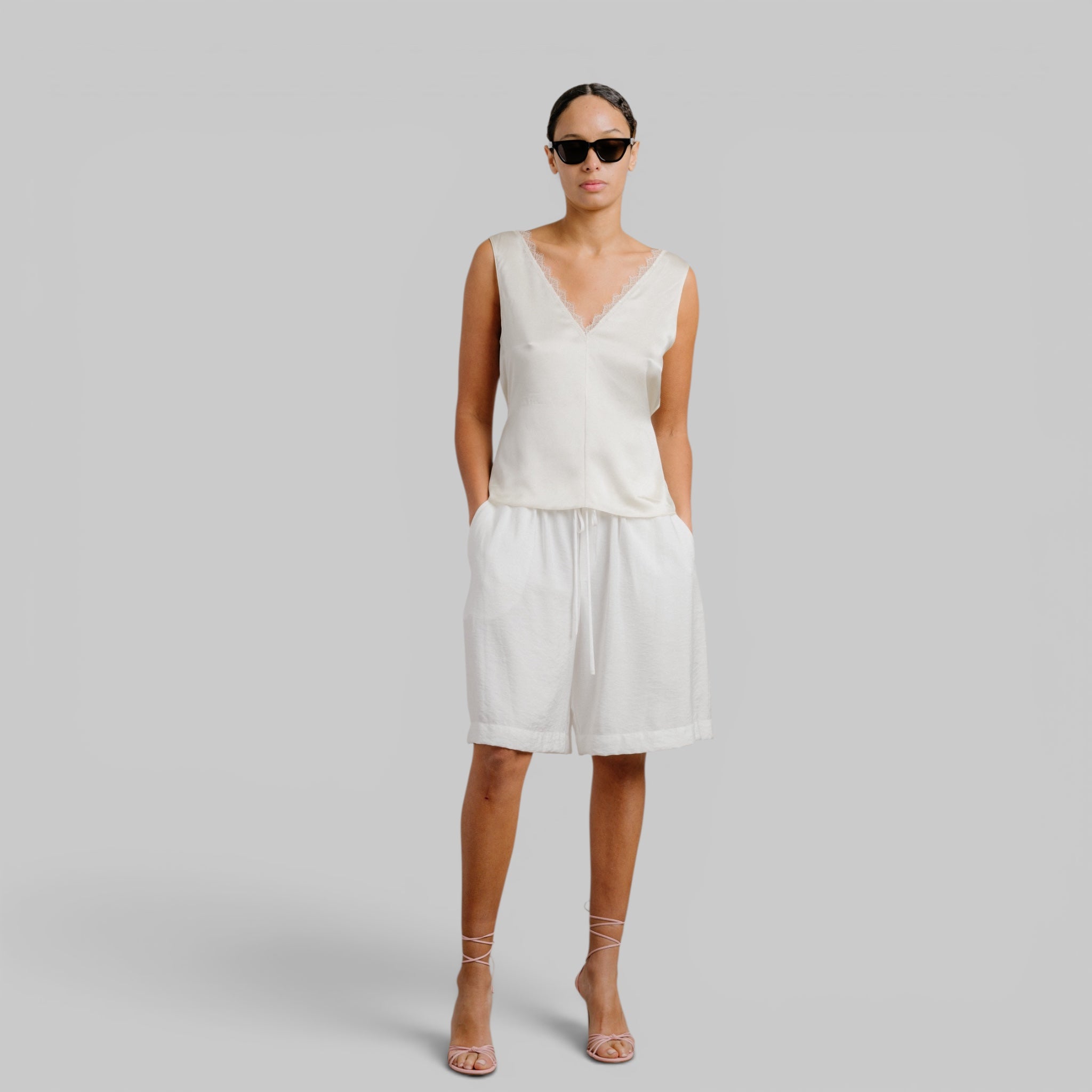 Alyssa Double V-Neck Tank with Lace by Sablyn