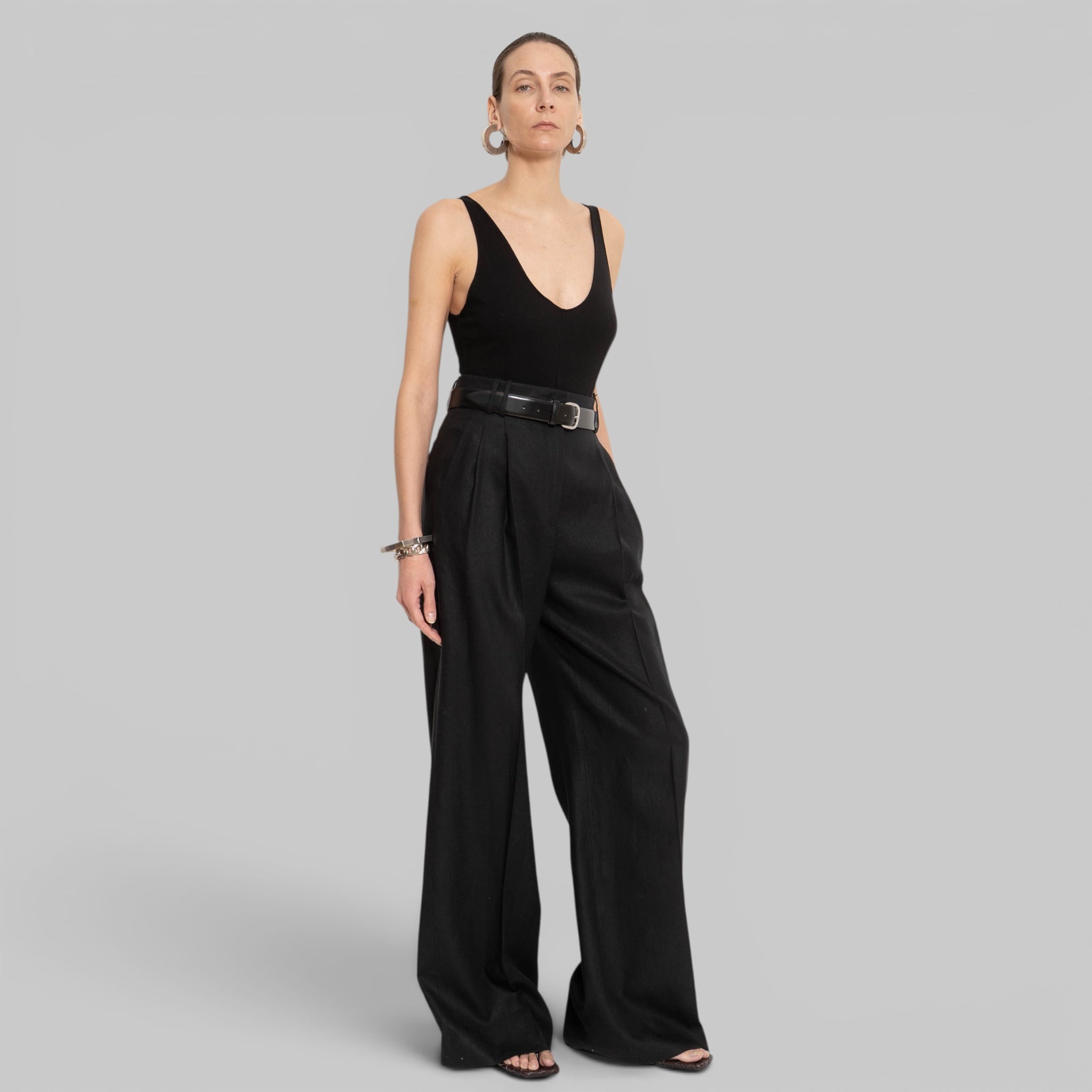 LINEN PLEATED TROUSER