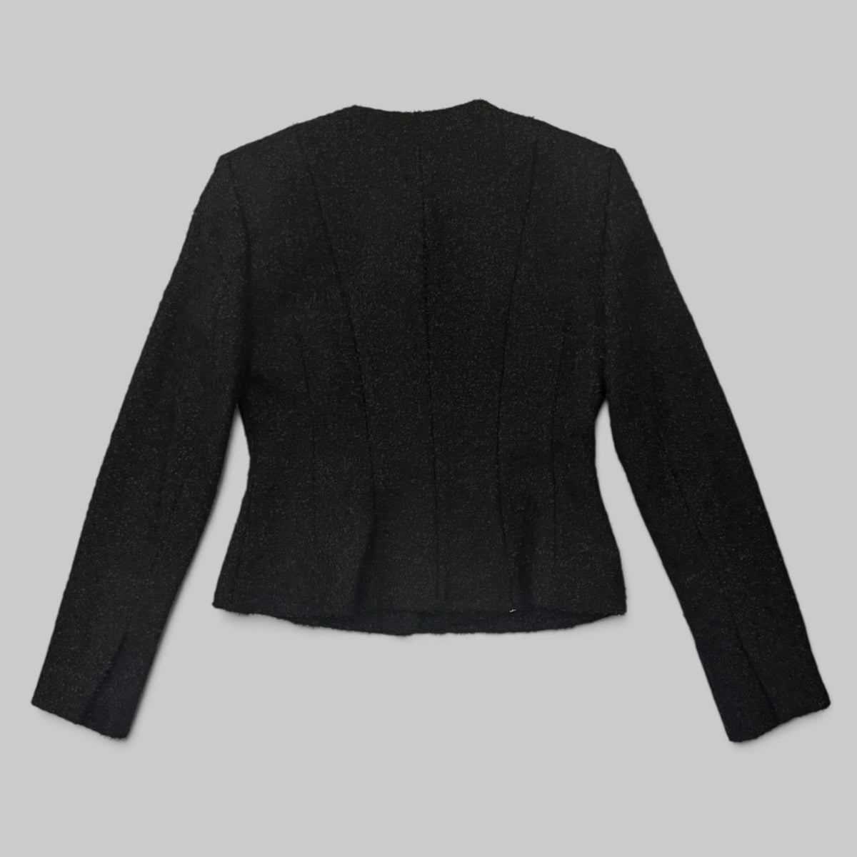 Maria McManus Crew Neck Peplum Jacket in Black — styled view