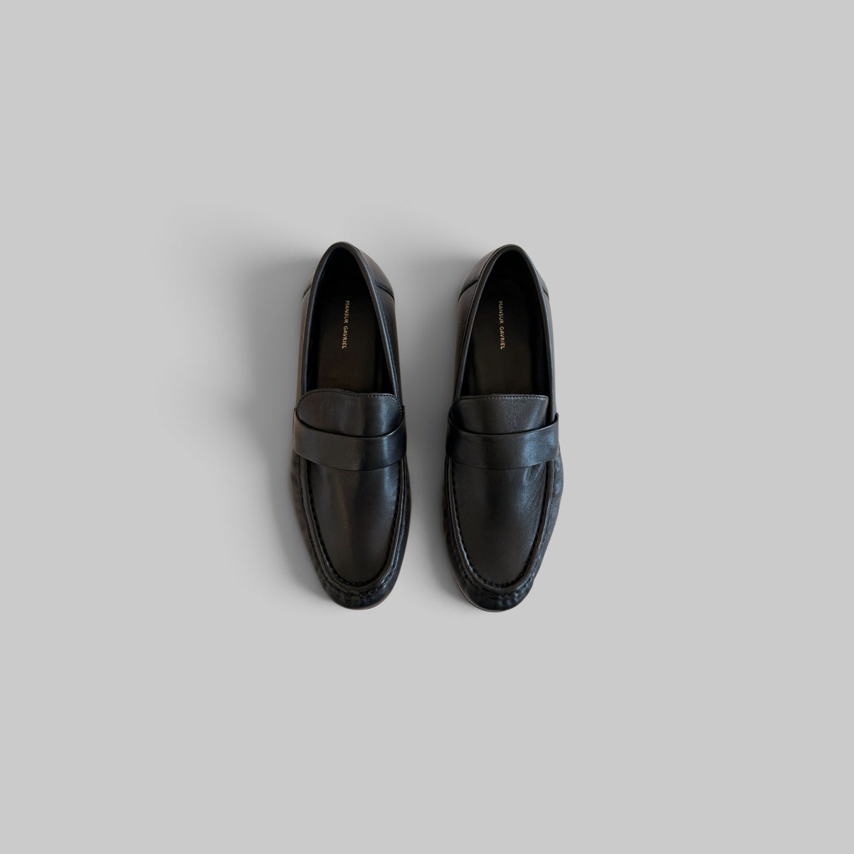 Mansur Gavriel Ruched Loafer in Black — top view