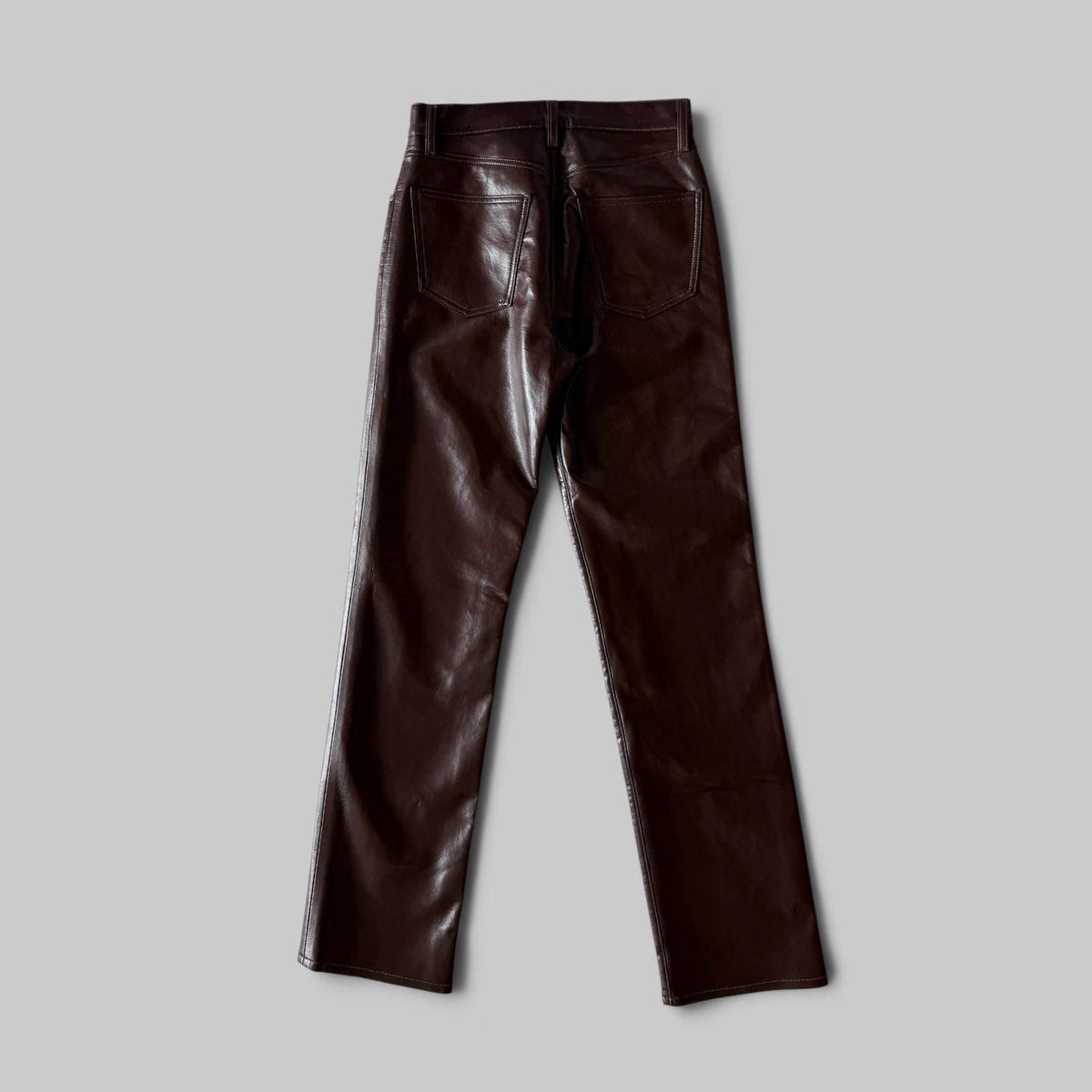 AGOLDE Lana Recycled Leather straight-leg pant in Madera brown, view 2 of 5