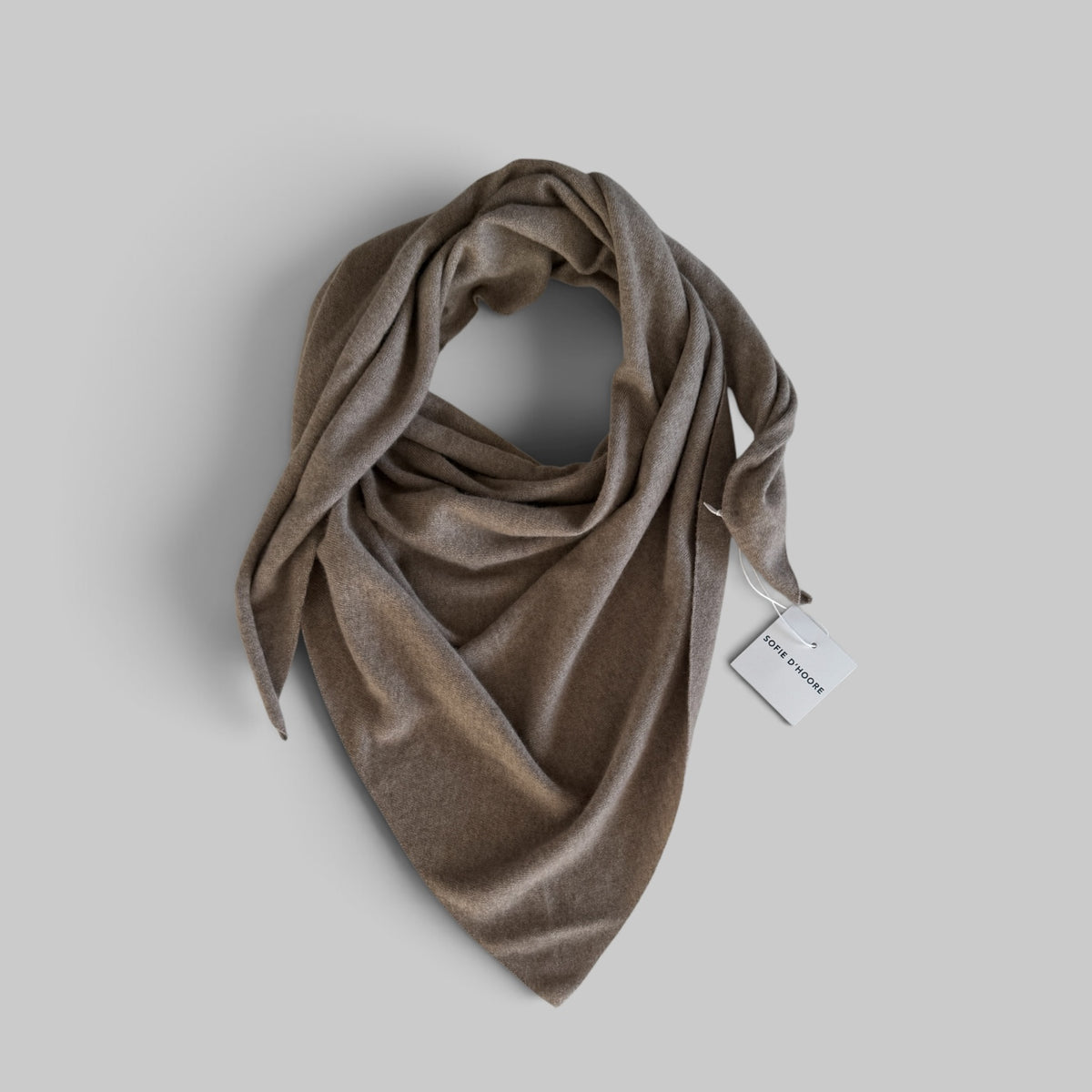 Monk Scarf by Sofie D'Hoore, triangular cashmere scarf in Sahara Melange