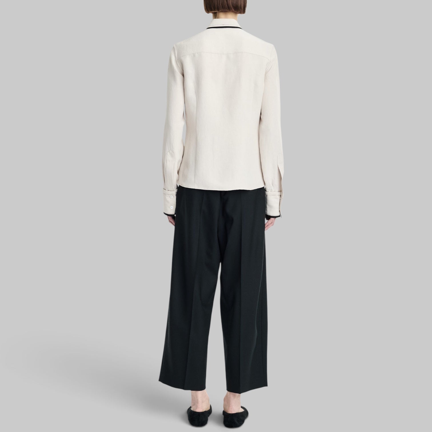 Covered Placket Slim Shirt in Champagne by Maria McManus, back view