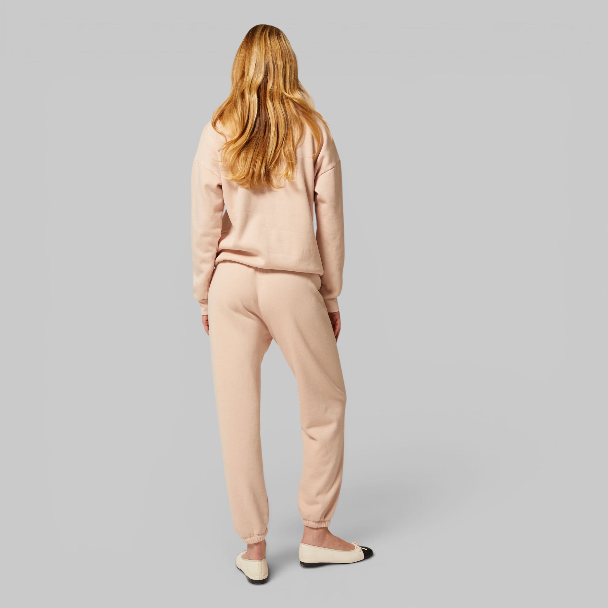 Heart Sweatpants and Heart Sweatshirt by SPRWMN, styled together, detail view