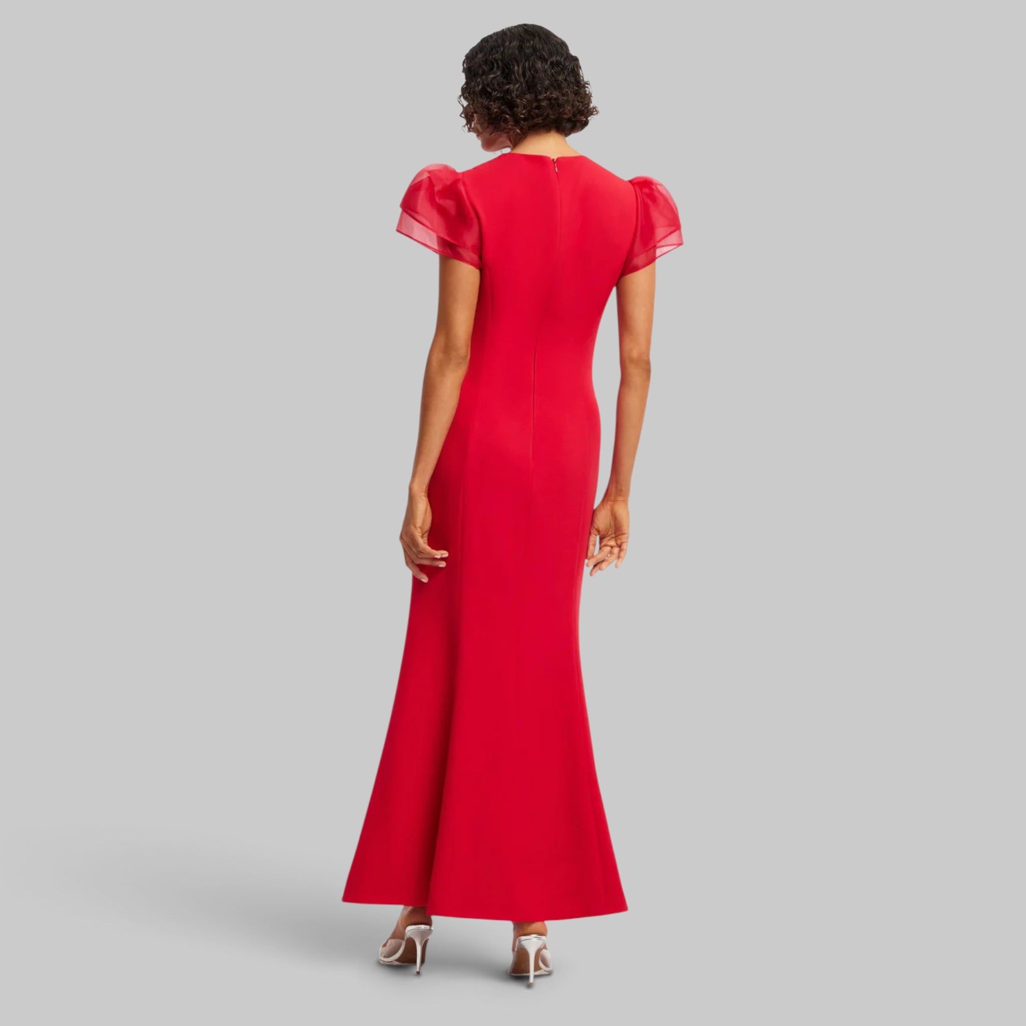 Sofia Puff Sleeve Maxi Dress in Vermilion by Leo Lin, styled view