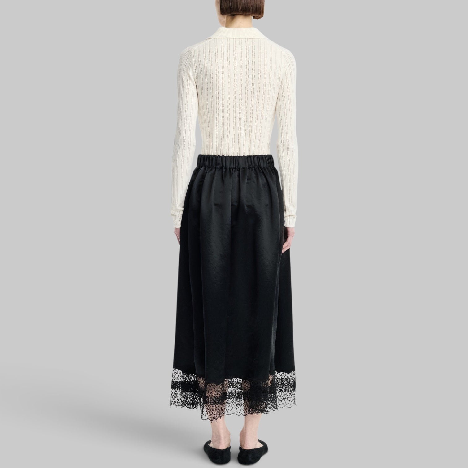 Gathered Skirt in Black by Maria McManus, side view