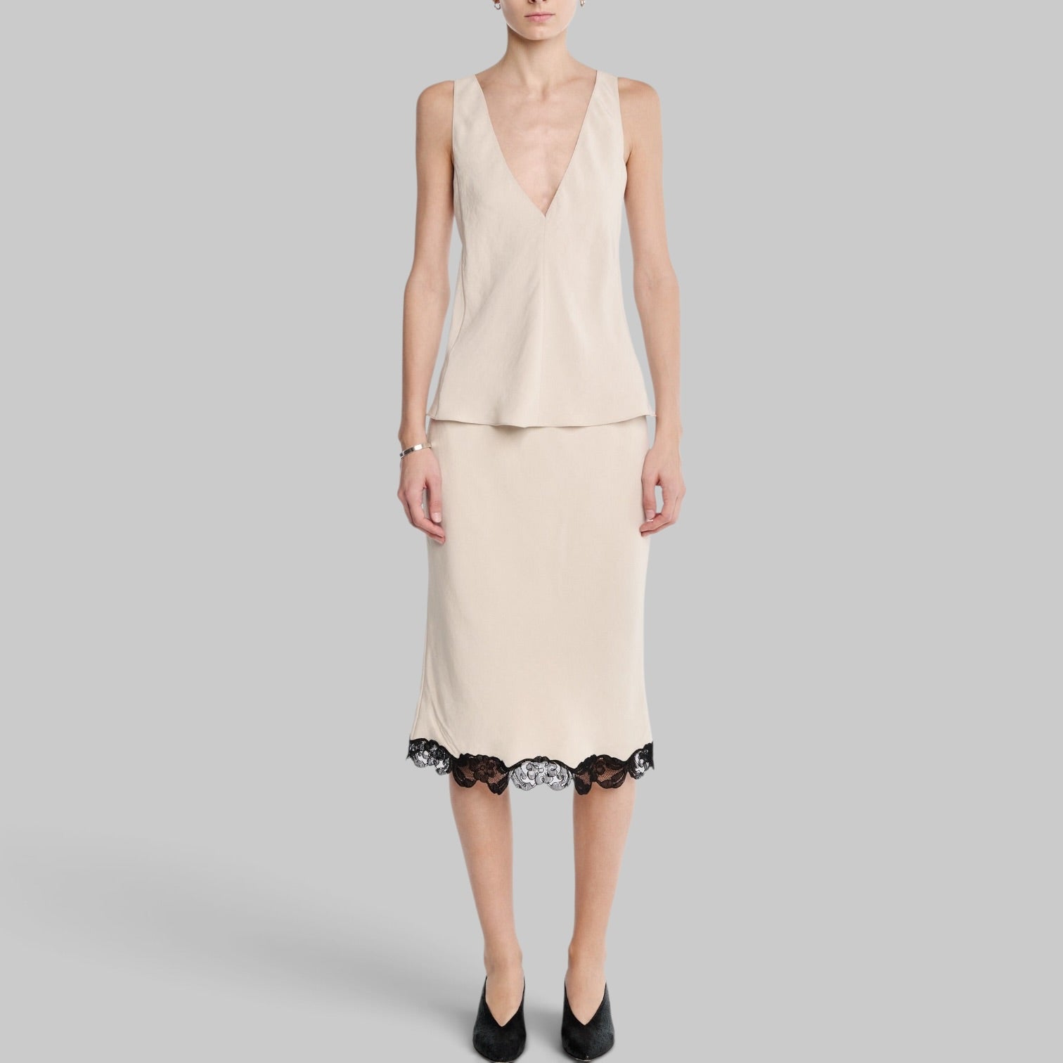 Bias Lace Skirt in Champagne by Maria McManus