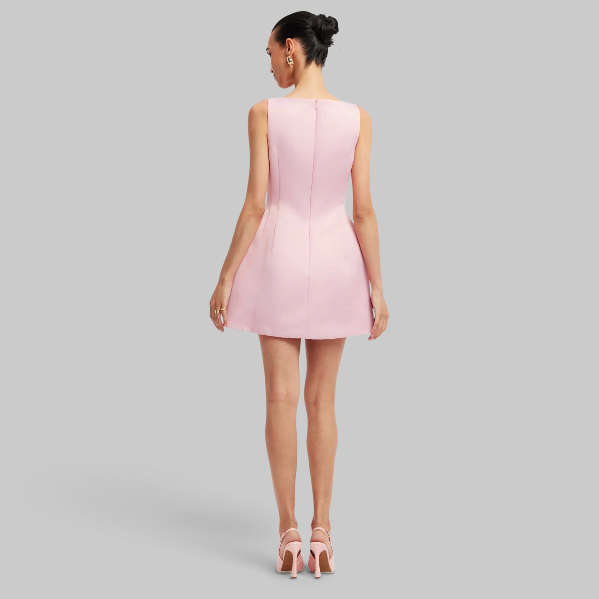 Ali Embroidered Boat Neck Mini Dress by Leo Lin, back view