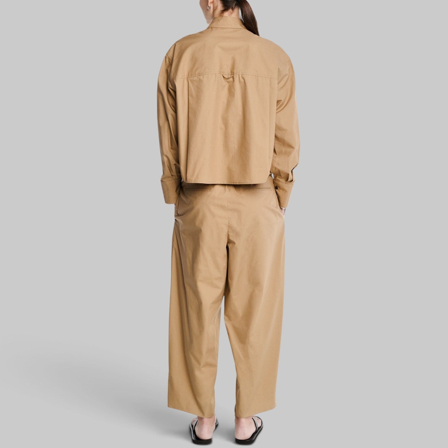 Balloon Drawstring Trouser in Walnut by Maria McManus, back view