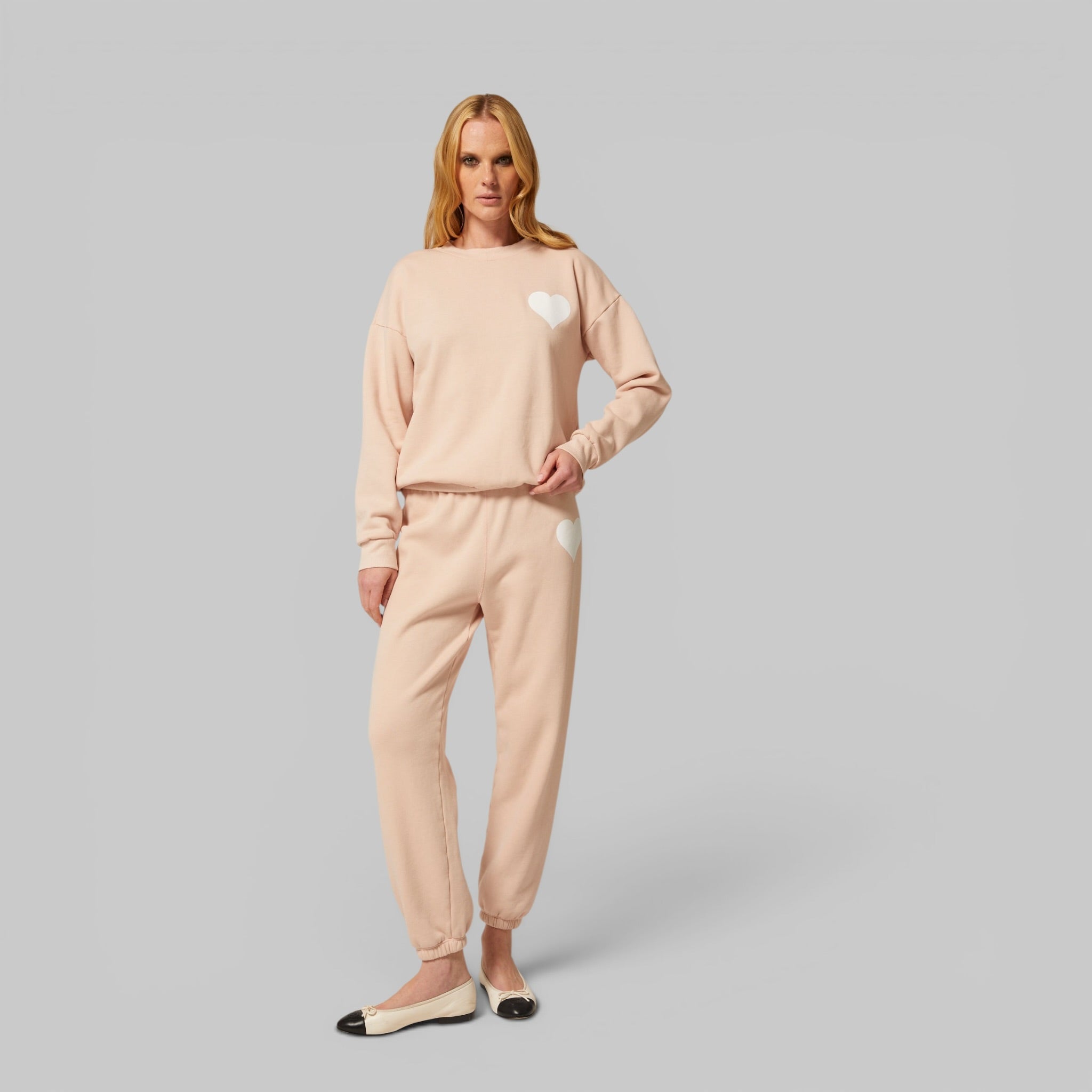 Heart Sweatpants and Heart Sweatshirt by SPRWMN, styled together