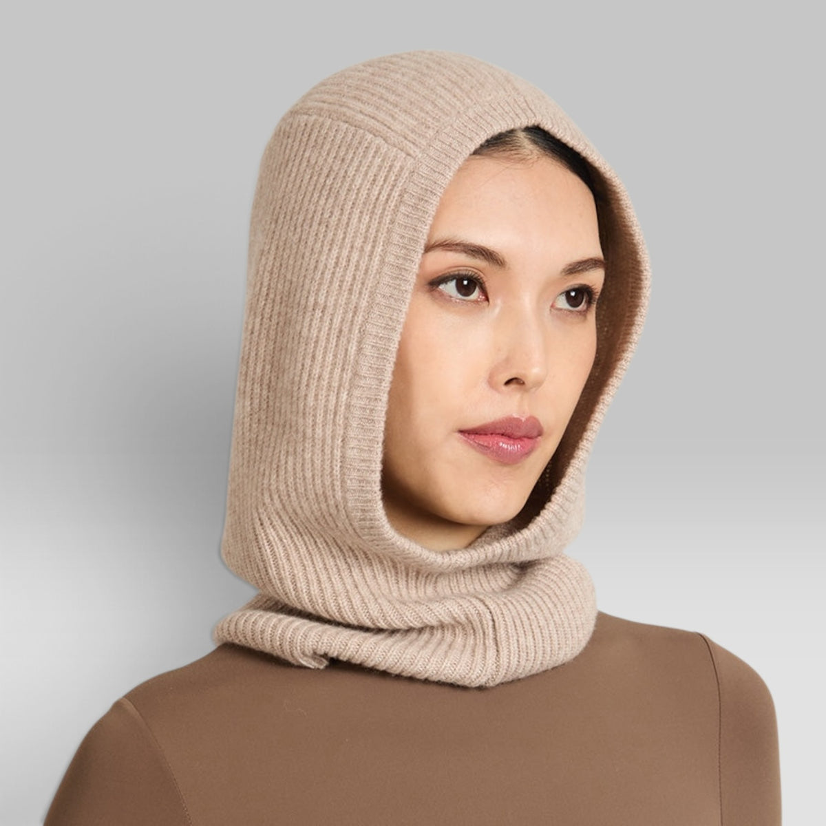 Rudi Snood by Eugenia Kim, rib-knit cashmere snood in Oatmeal