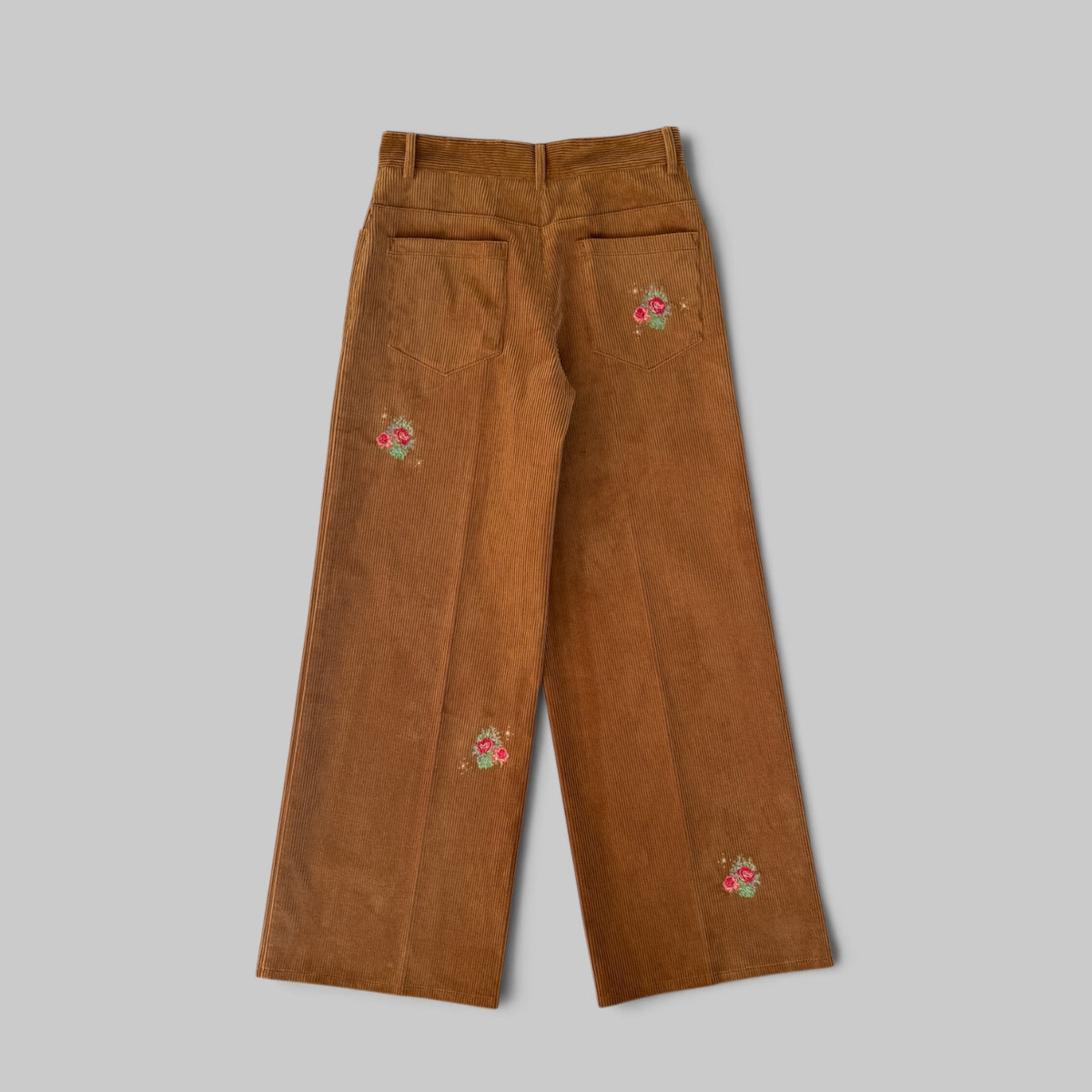 Forte Forte Bouquet Embroidery Ribbed Velvet 5 Pockets Pants in Camel, view 2