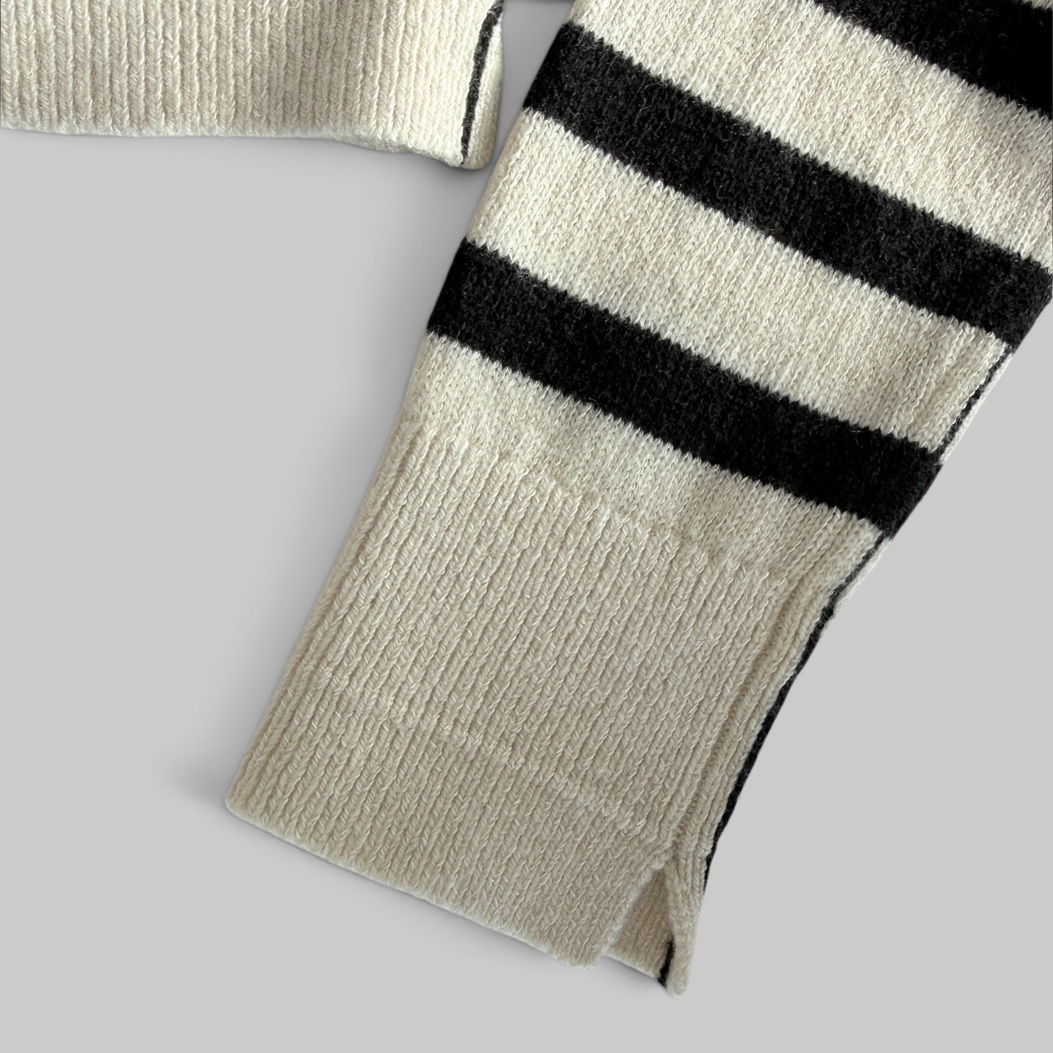 Petite Fringe Cardigan in Ivory/Black Stripe by Maria McManus, styled view
