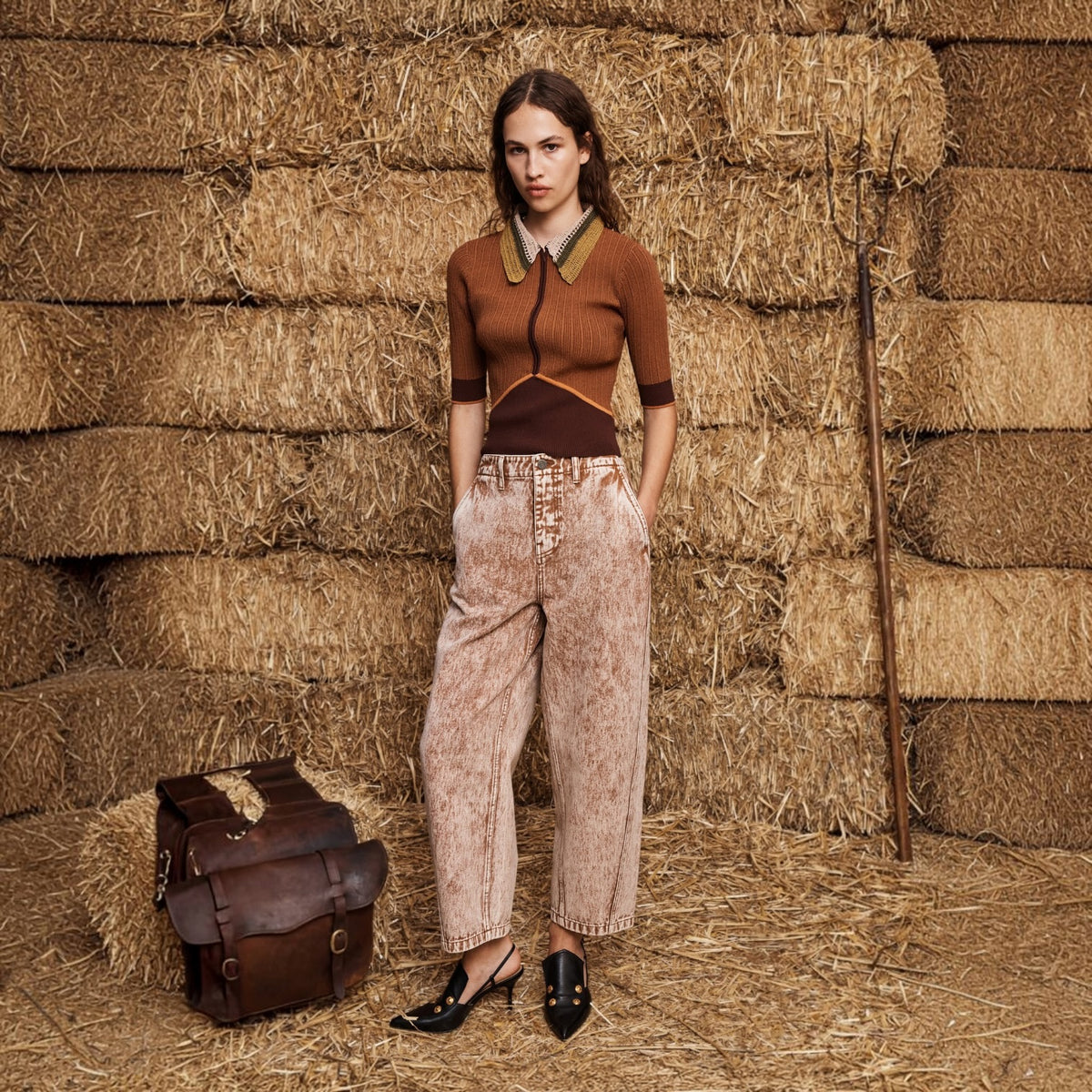 Spur Denim Cropped Jean by Alémais in Chocolate