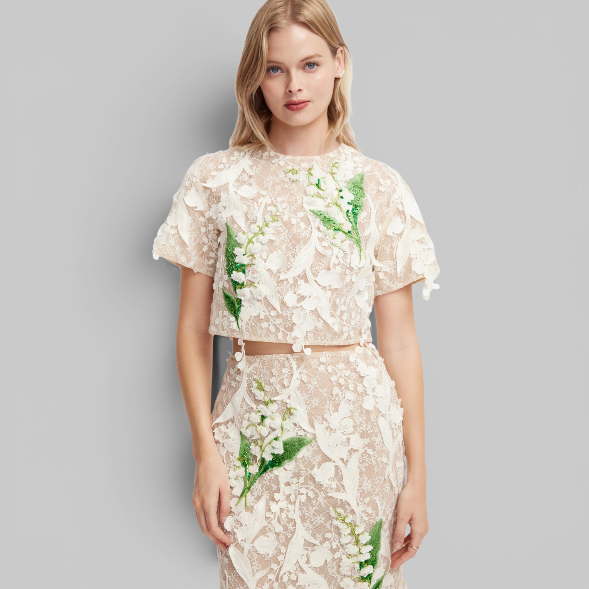 Indie Embellished Lace Sleeve Top by Leo Lin, back view