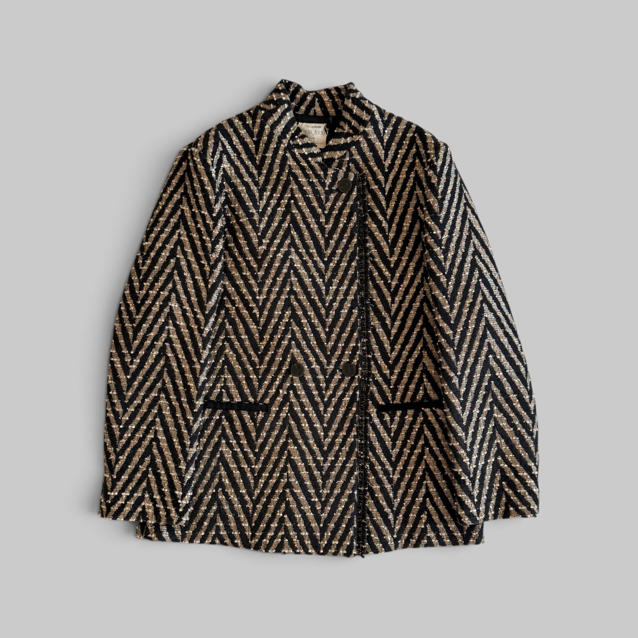 Chevron Jacquard Oversized Jacket by Forte Forte in Nero