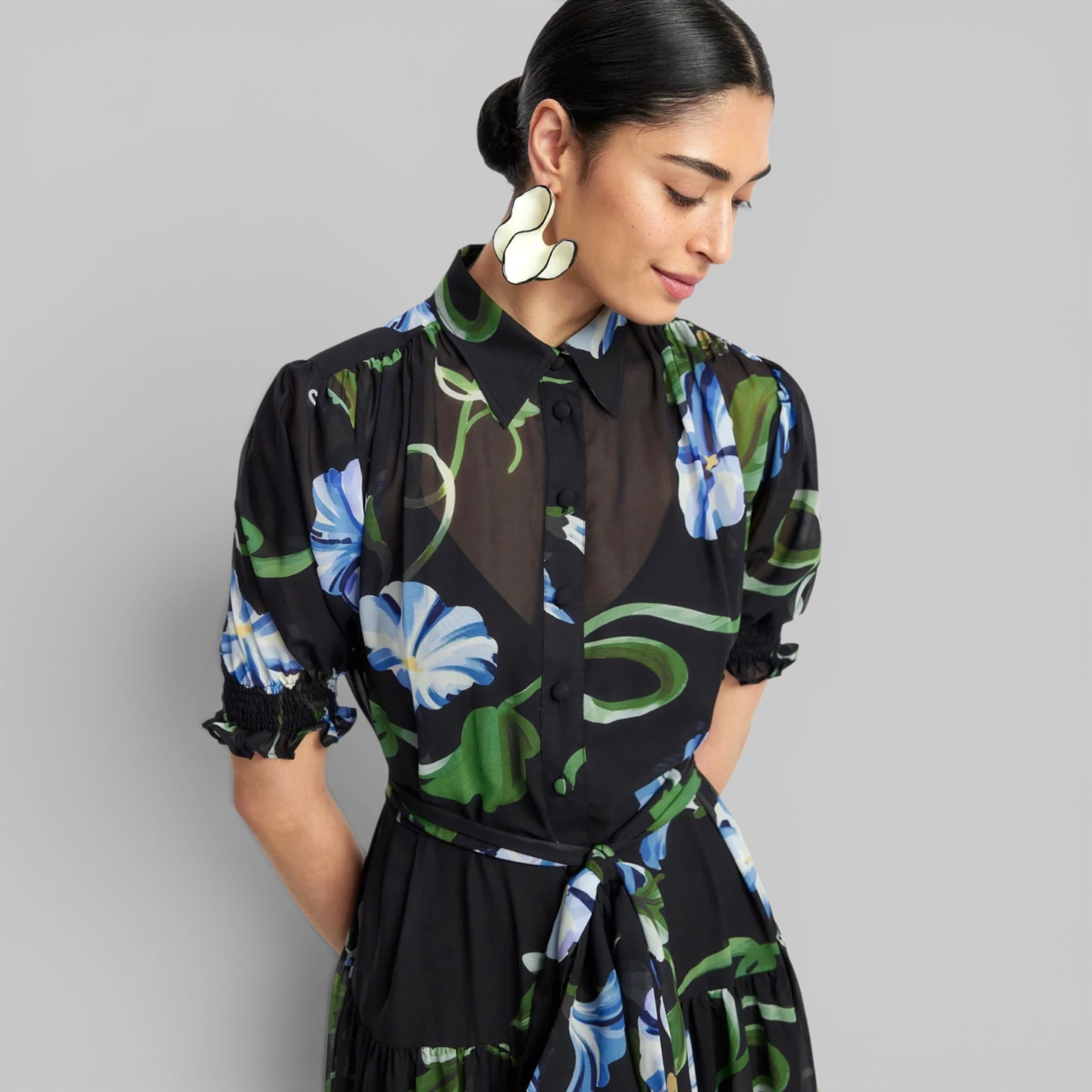 Ellie Bishop Sleeve Midi Dress, detail view