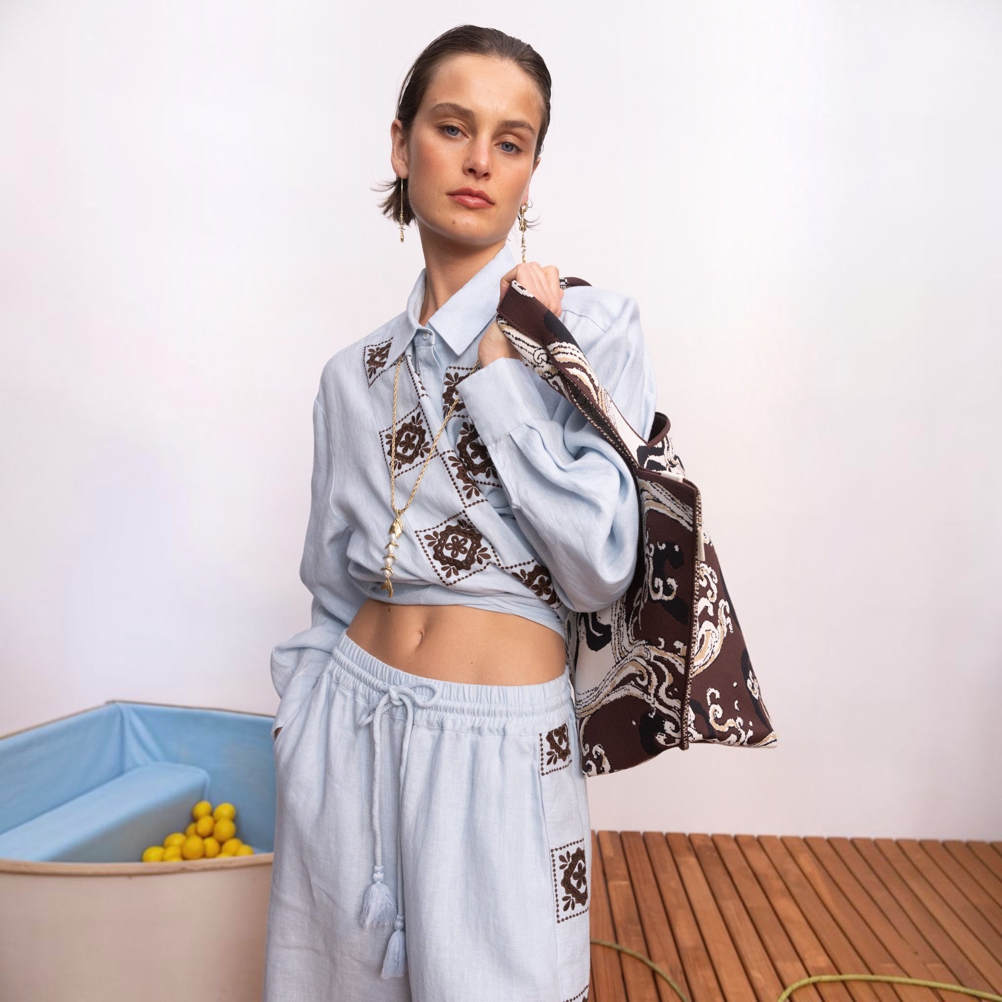 Grace Shirt and Grace Pant by Alemais, styled together