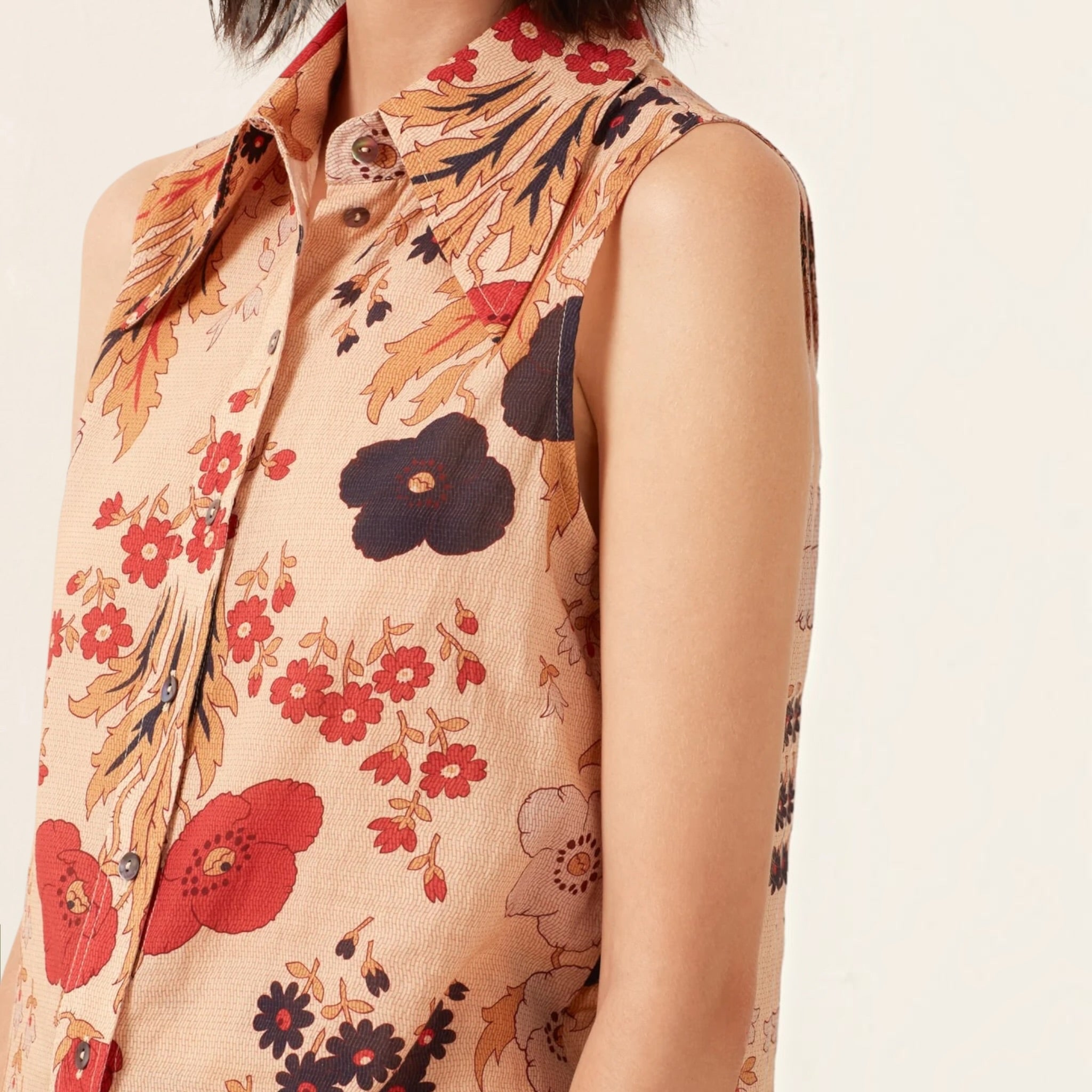 Joni Vintage Poppy Shirt by Alix of Bohemia, detail view