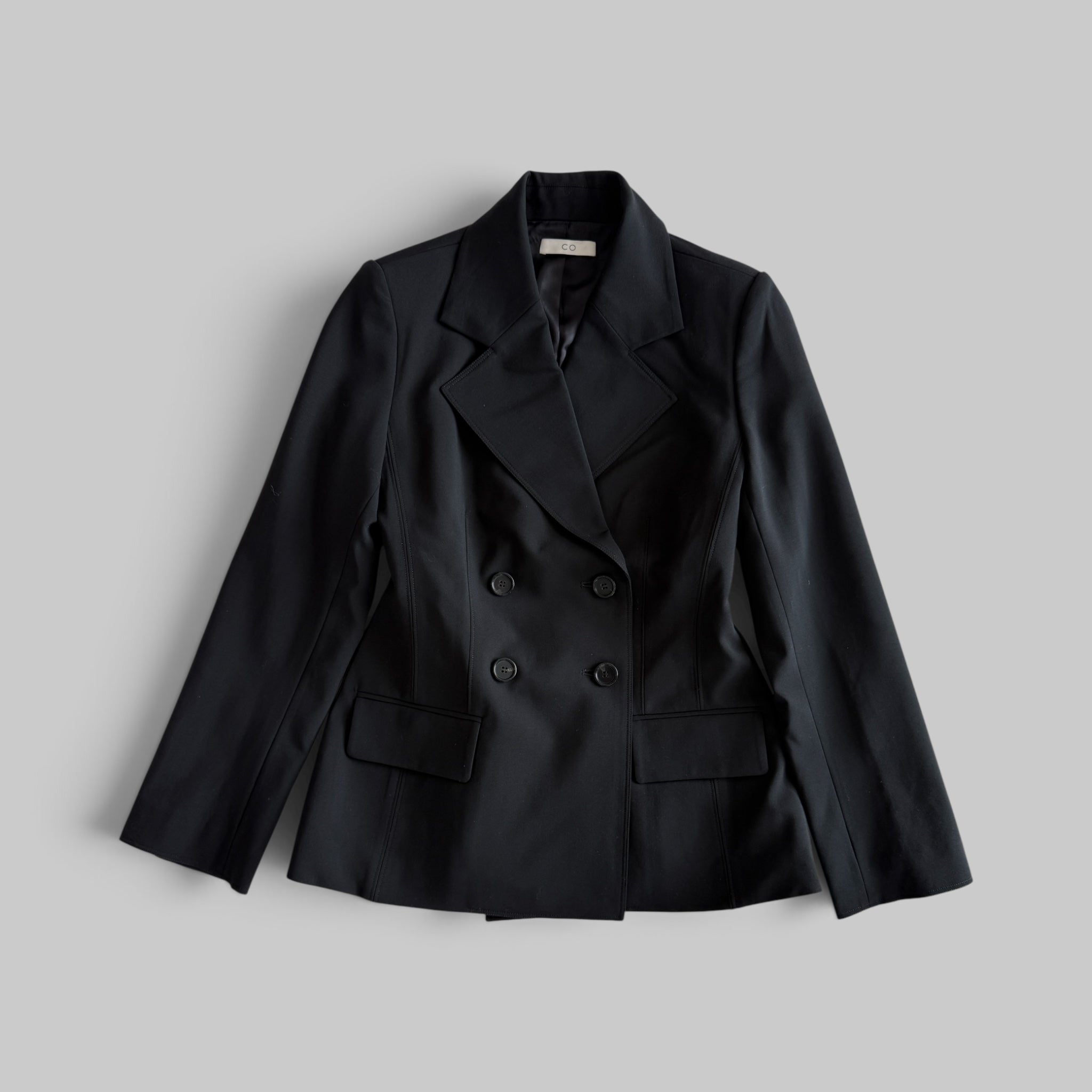 Double Breasted Fitted Blazer by CO in Black