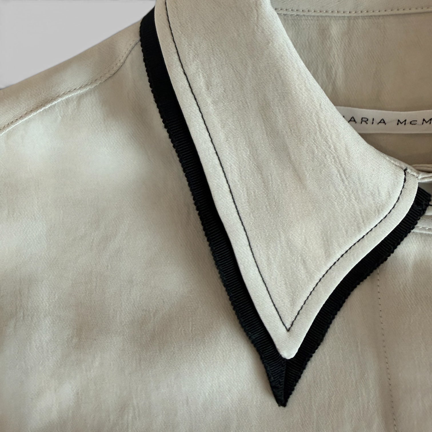 Covered Placket Slim Shirt in Champagne by Maria McManus, detail view