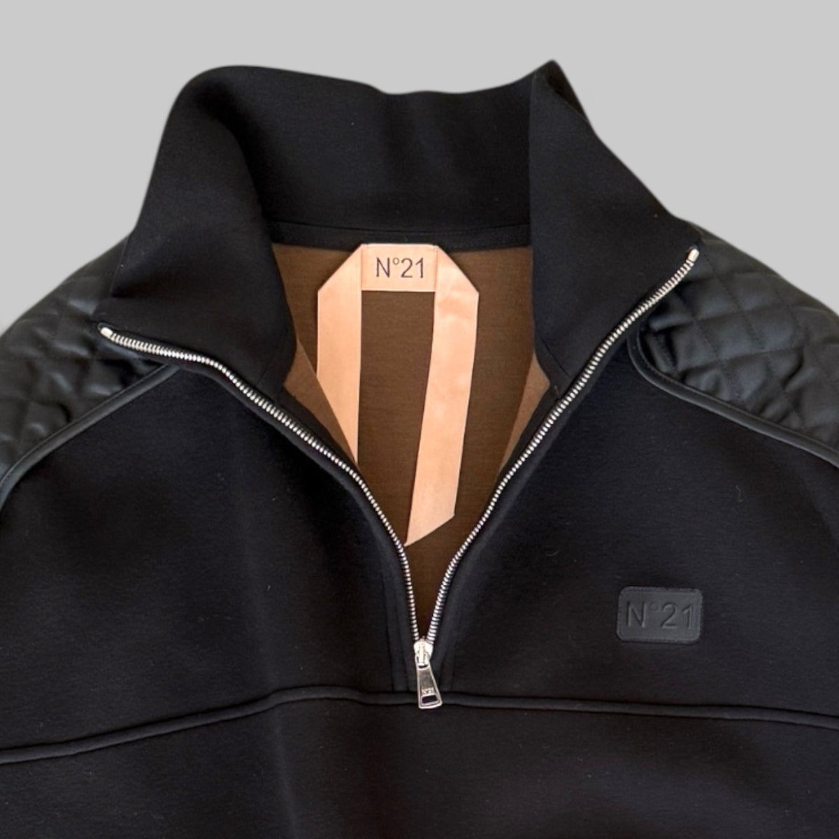 No.21 Neoprene Half Zip in Black — side view
