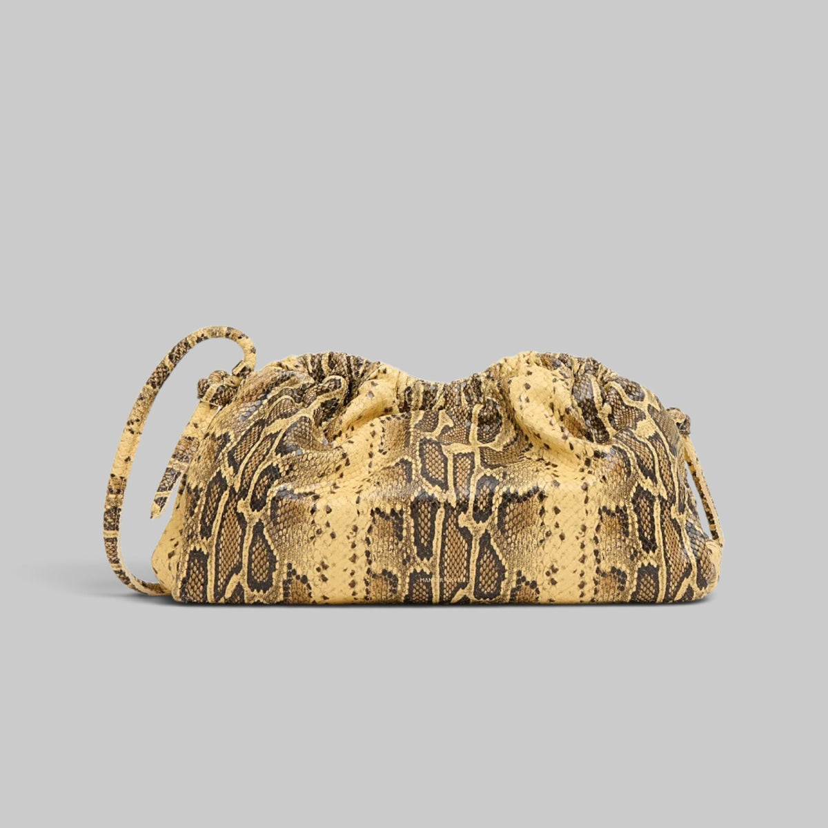 Mansur Gavriel Oversized Cloud Clutch in Golden Roccia python print — corner detail