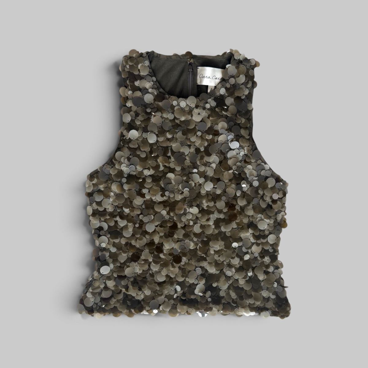 Cara Cara Senza Top in Taupe Palette Sequin — front view