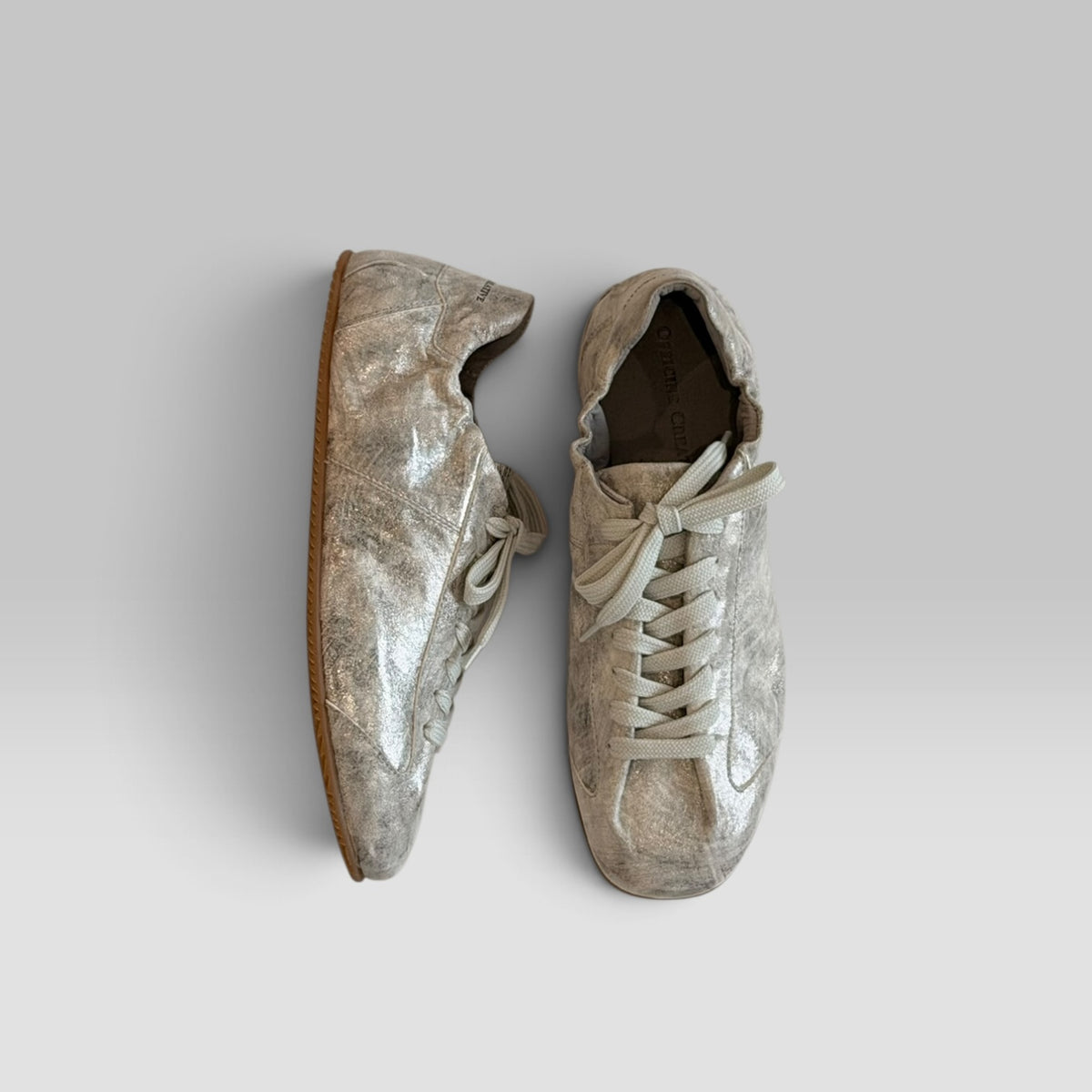 Officine Creative Ballet/102 handmade leather sneaker with gathered lace-up upper, view 1 of 10