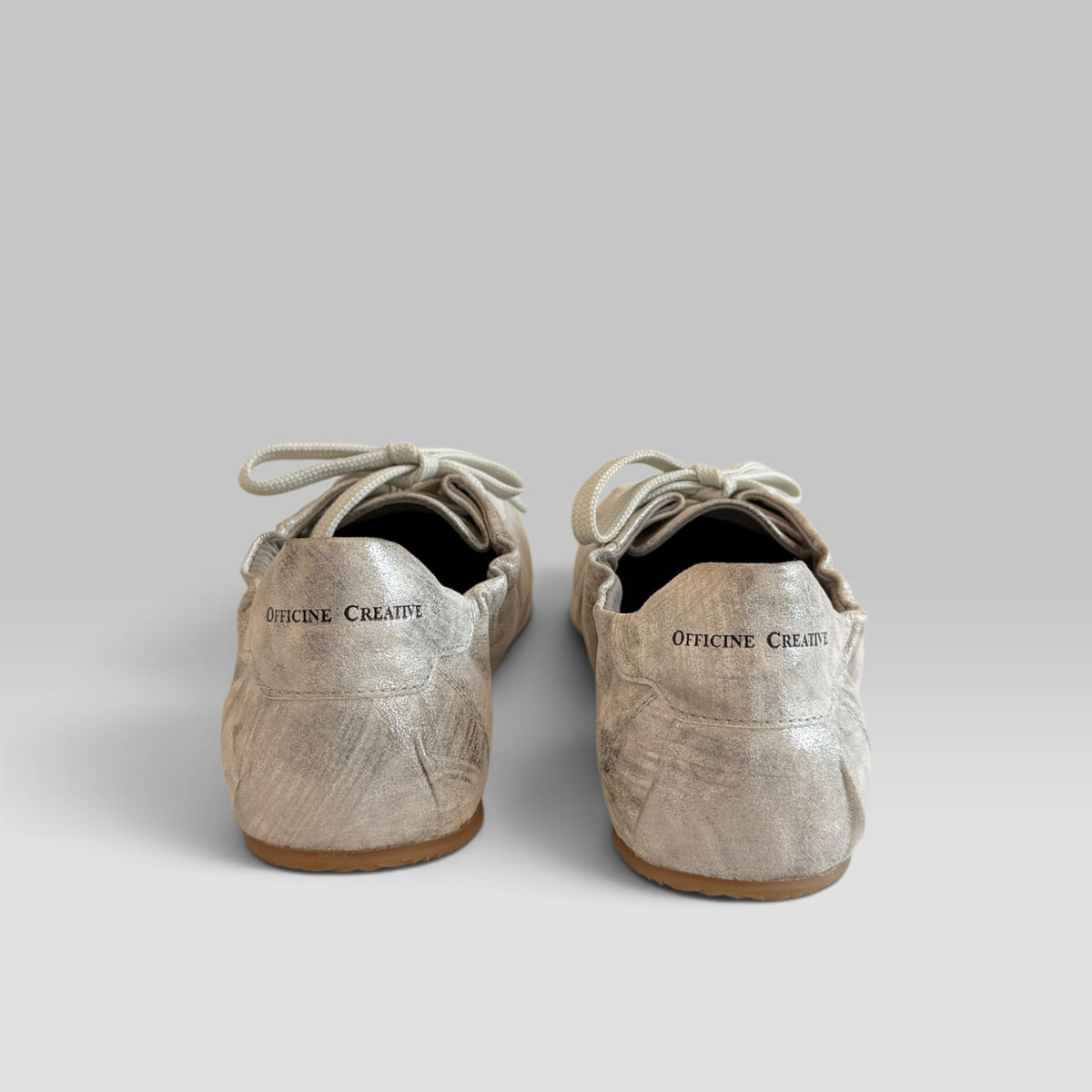 Officine Creative Ballet/102 handmade leather sneaker with gathered lace-up upper, view 4 of 10