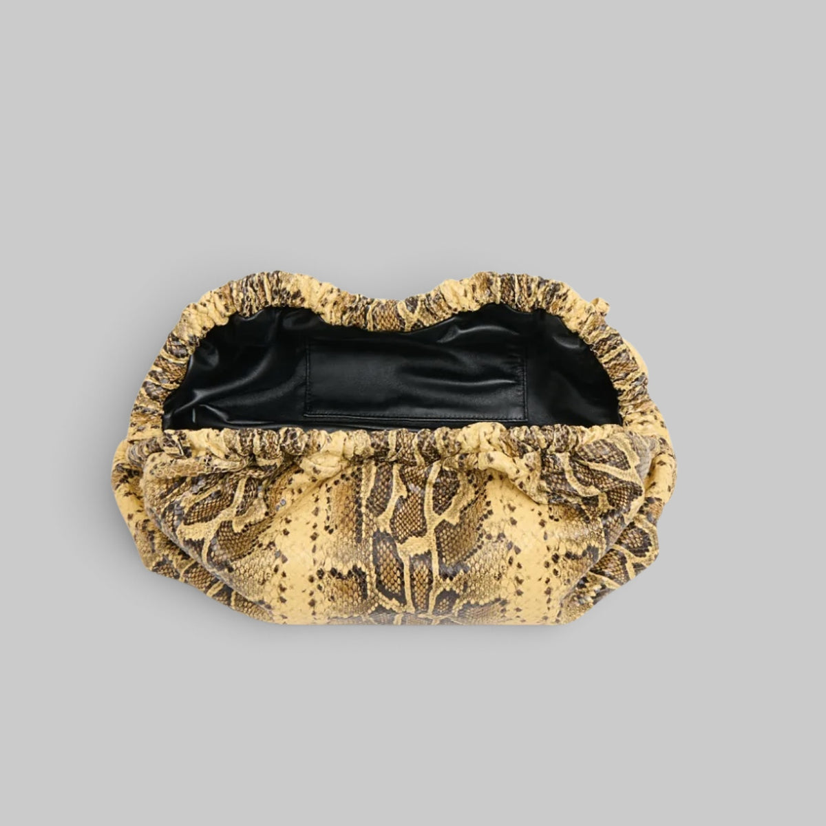 Mansur Gavriel Oversized Cloud Clutch in Golden Roccia python print — interior view